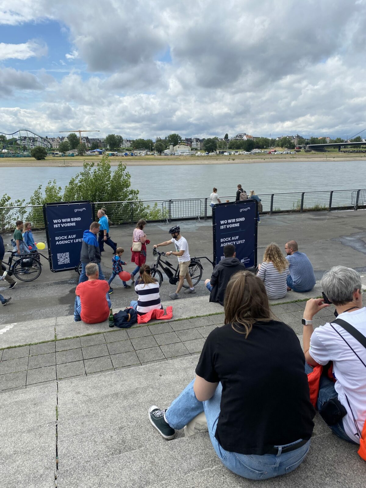 Bike advertising in Düsseldorf on the Rhine promenade