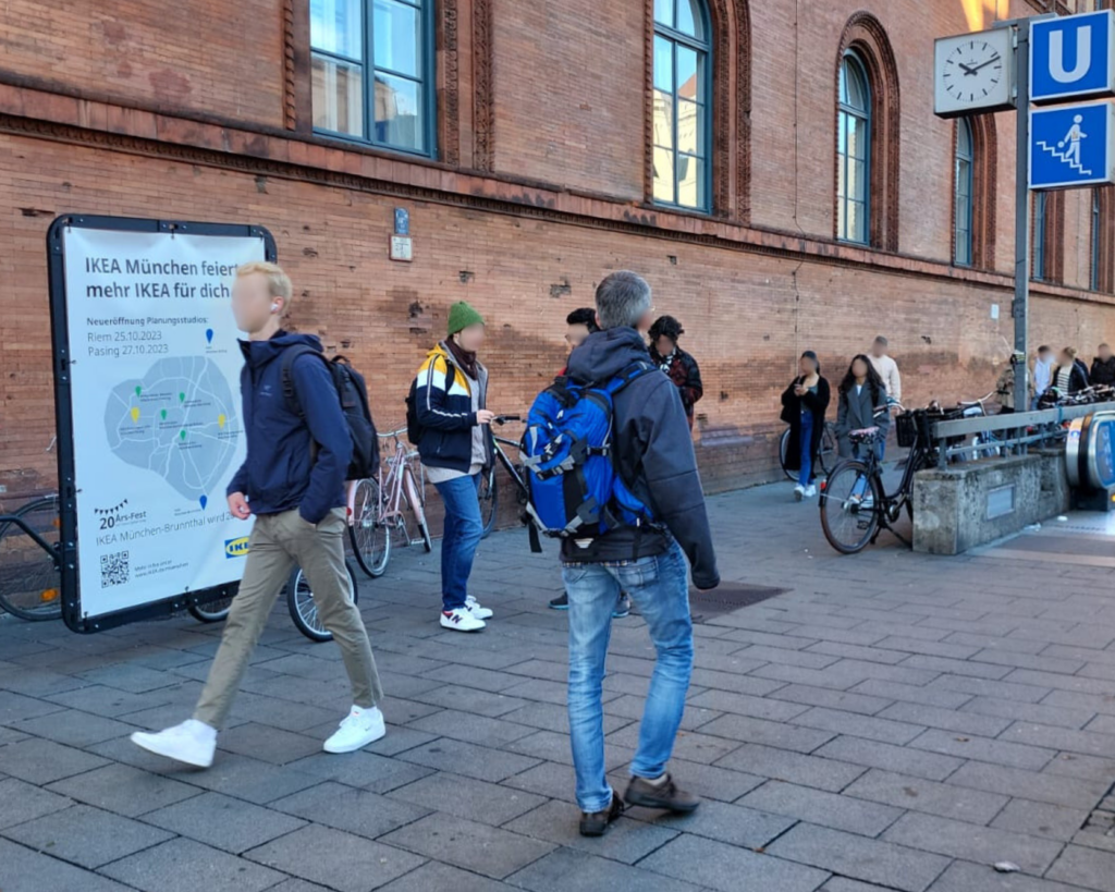 The advertising bike can be positioned anywhere