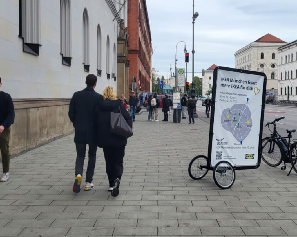 Bike advertising achieves many visual contacts in Munich