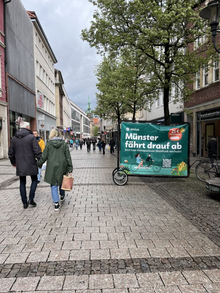 Bike advertising in Münster can be placed on every corner