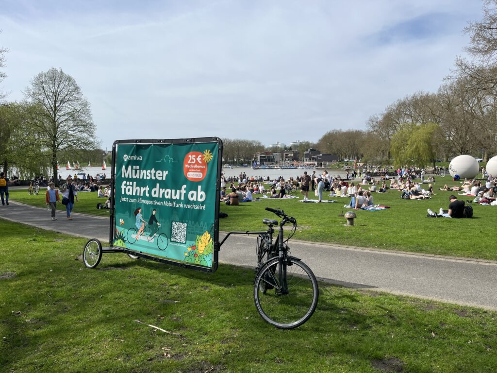 Bike advertising in Münster at the Aasee