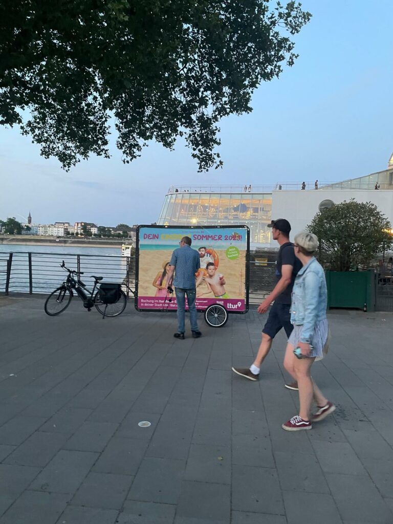 Bike advertising on the Rhine promenade in Cologne