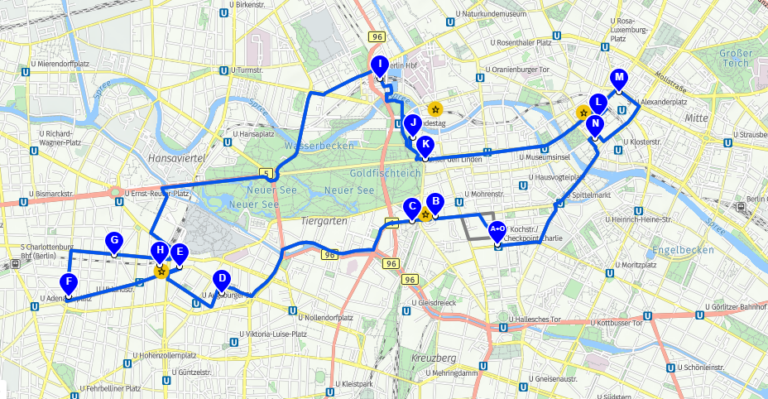 So könnte auch Ihre Route für Fahrradwerbung in Berlin aussehen