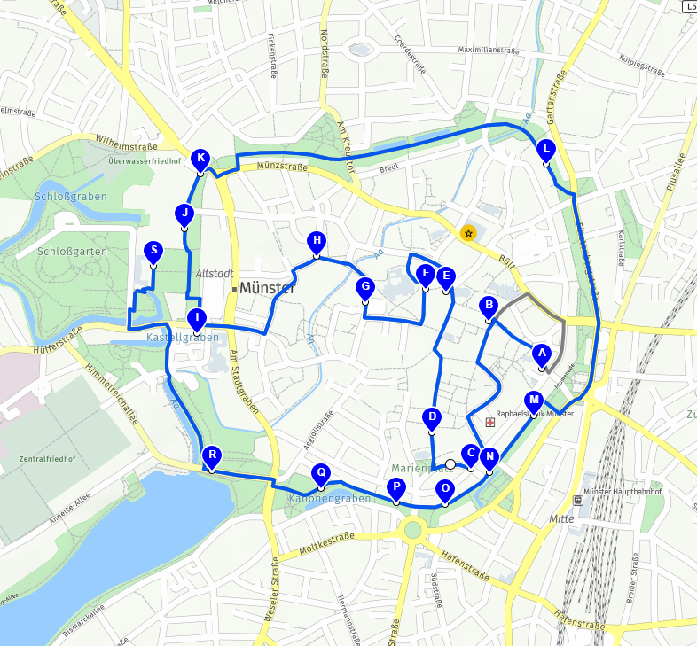 Route für Fahrradwerbung in Münster für maximale Aufmerksamkeit